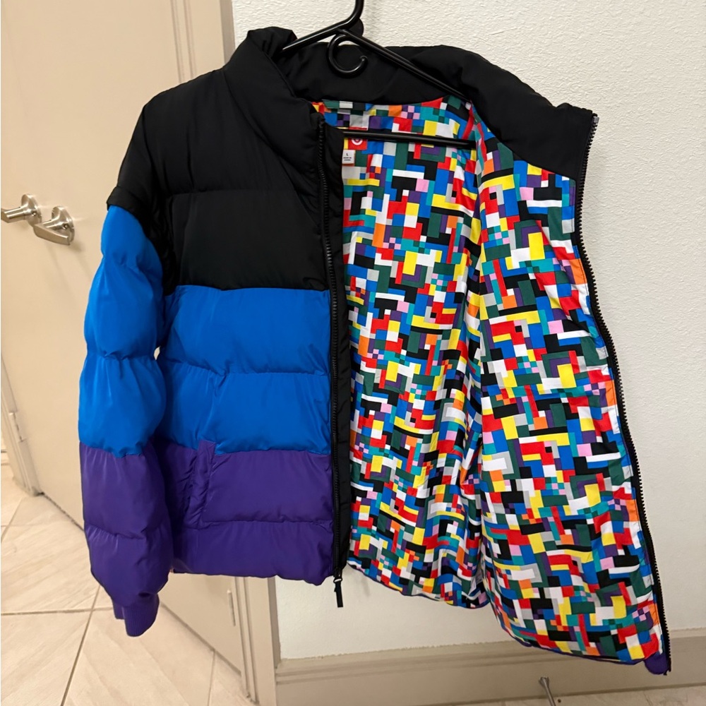 Lego Mens Puffer Jacket in Black, Blue, and Purple